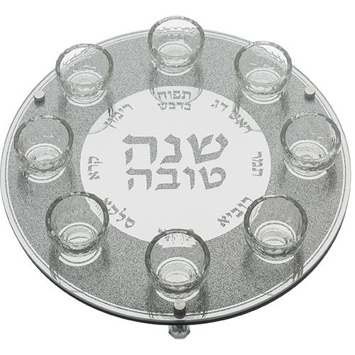 צלחת סימנים מהודרת לראש השנה מזכוכית וקריסטל - 40 ס"מ צלחת סימנים מהודרת לראש השנה מזכוכית וקריסטל - 40 ס"מ