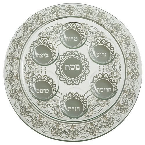 קערת סימנים לפסח מהודרת מזכוכית "עיטורים מיוחדים 3" - 35 ס"מ קערת סימנים לפסח מהודרת מזכוכית "עיטורים מיוחדים 3" - 35 ס"מ