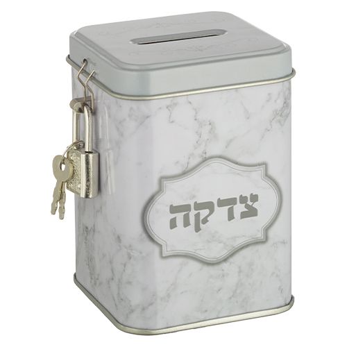 קופת צדקה פח מרובעת "שיש כסף" עם מנעול 10 ס"מ קופת צדקה פח מרובעת "שיש כסף" עם מנעול 10 ס"מ